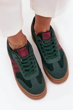 Sztruksowe Sneakersy Damskie Na Platformie Zielone Skye Damskie Sneakersy Damskie