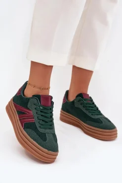 Sztruksowe Sneakersy Damskie Na Platformie Zielone Skye Damskie Sneakersy Damskie