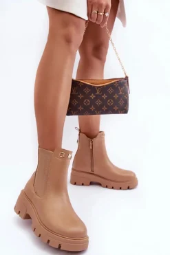 Botki Ocieplane|Brązowe I Beżowe Botki><noscript><img width=