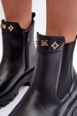 Outlet Sztyblety Botki Damskie Skórzane Z Ozdobami Czarne Lobb Damskie Brązowe I Beżowe Botki|Botki Płaskie