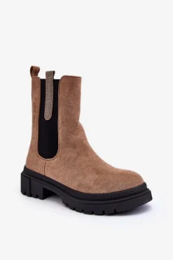 Brązowe I Beżowe Botki|Botki Płaskie><noscript><img width=