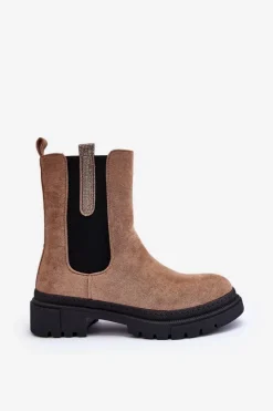 Brązowe I Beżowe Botki|Botki Płaskie><noscript><img width=