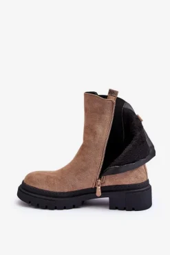 Brązowe I Beżowe Botki|Botki Płaskie><noscript><img width=