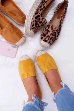 Czarne Espadryle>Boto Żółte Wsuwane Zamszowe Espadryle Mariako