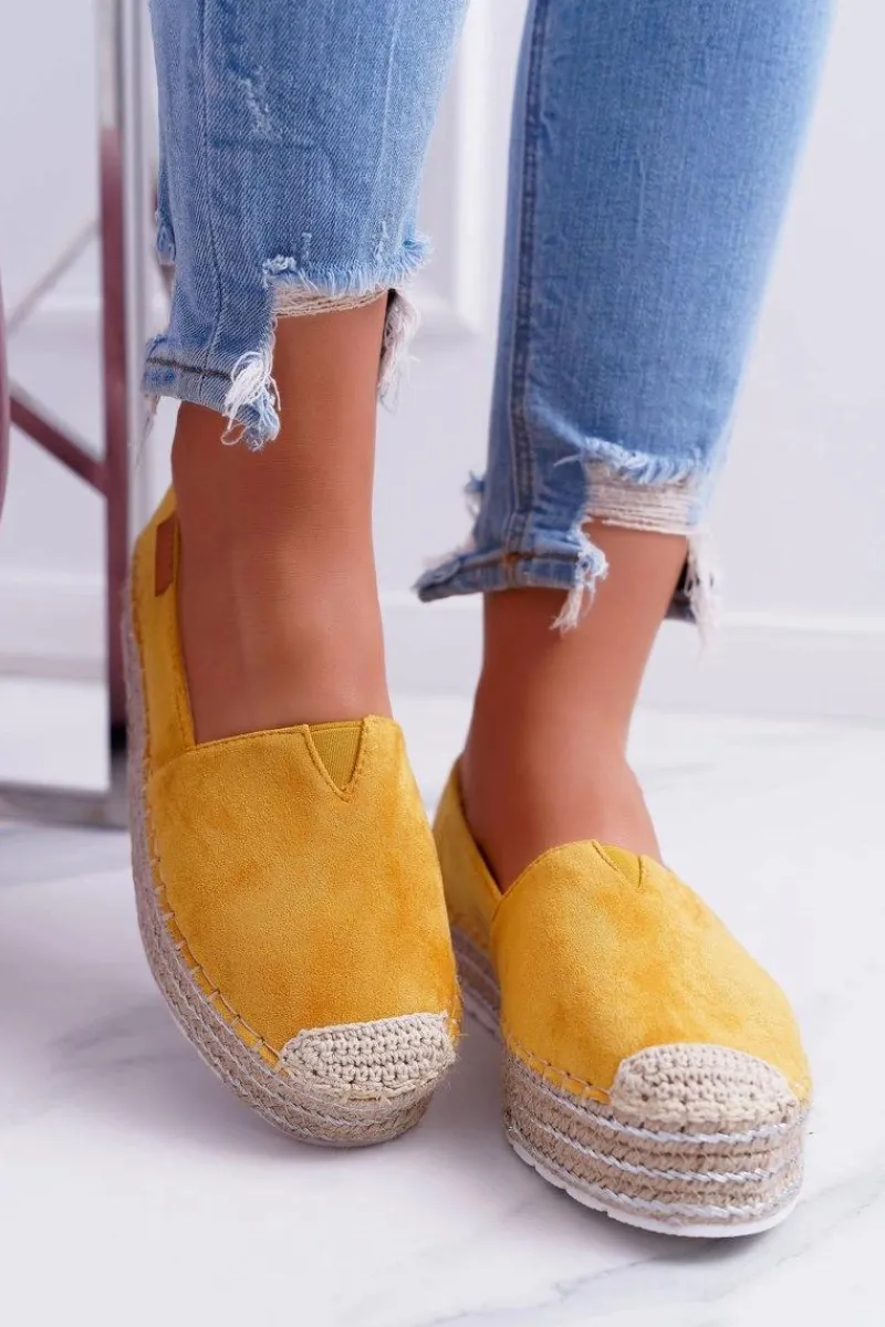 Czarne Espadryle>Boto Żółte Wsuwane Zamszowe Espadryle Mariako