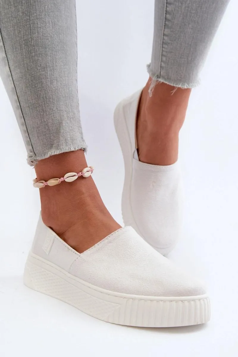 Clearance Big Star Shoes Tenisówki Damskie Na Platformie NN276006 Memory Foam System Białe