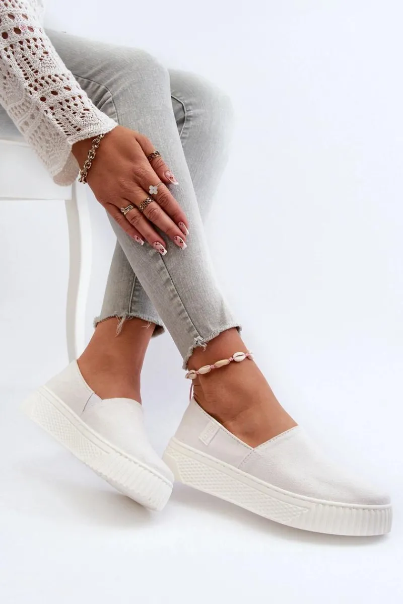 Clearance Big Star Shoes Tenisówki Damskie Na Platformie NN276006 Memory Foam System Białe