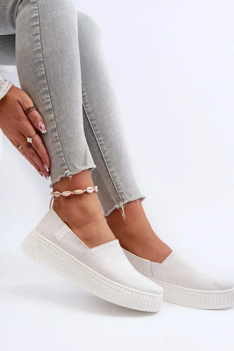 Clearance Big Star Shoes Tenisówki Damskie Na Platformie NN276006 Memory Foam System Białe