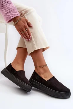 Best Tenisówki Damskie Na Platformie NN276010 Memory Foam System Czarne Damskie Trampki Damskie Slip-On|Trampki Damskie Big Star