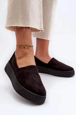 Best Tenisówki Damskie Na Platformie NN276010 Memory Foam System Czarne Damskie Trampki Damskie Slip-On|Trampki Damskie Big Star