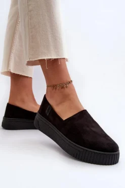 Best Tenisówki Damskie Na Platformie NN276010 Memory Foam System Czarne Damskie Trampki Damskie Slip-On|Trampki Damskie Big Star