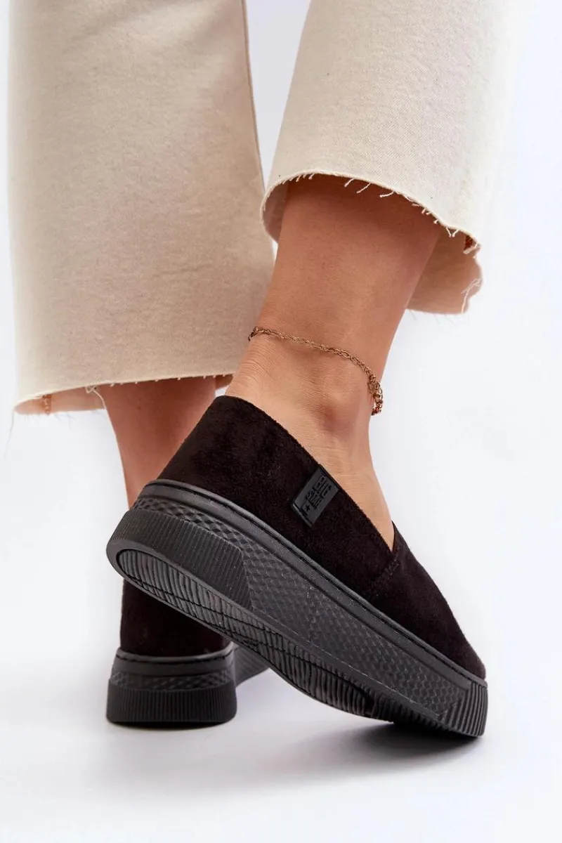 Best Tenisówki Damskie Na Platformie NN276010 Memory Foam System Czarne Damskie Trampki Damskie Slip-On|Trampki Damskie Big Star