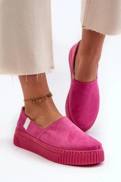 Hot Tenisówki Damskie Na Platformie NN276009 Memory Foam System Fuksja Damskie Trampki Damskie Slip-On|Trampki Damskie Big Star