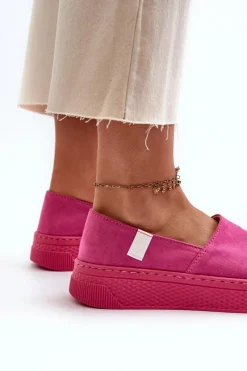 Hot Tenisówki Damskie Na Platformie NN276009 Memory Foam System Fuksja Damskie Trampki Damskie Slip-On|Trampki Damskie Big Star