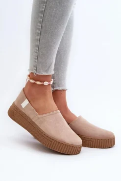 Outlet Big Star Shoes Tenisówki Damskie Na Platformie NN276007 Memory Foam System Beżowe