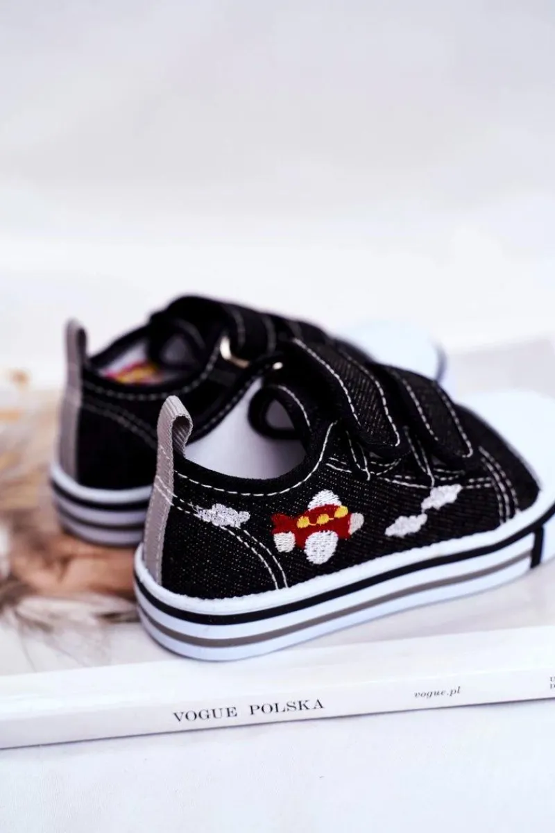 Discount Tenisówki Dziecięce na Rzepy Czarne Nimalo Dzieci Chłopięce|Dziewczęce