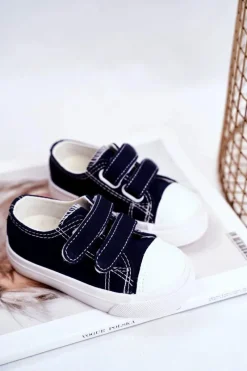 Chłopięce|Dziewczęce>Boto Tenisówki Dziecięce na Rzepy Granatowe Fanot