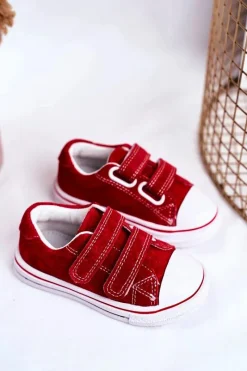 Best Boto Tenisówki Dziecięce na Rzepy Czerwone Stavia