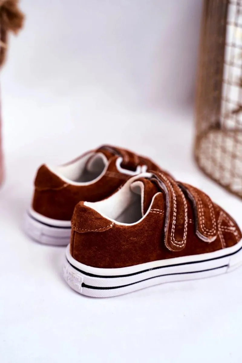 Chłopięce|Dziewczęce>Boto Tenisówki Dziecięce na Rzepy Brązowe Stavia