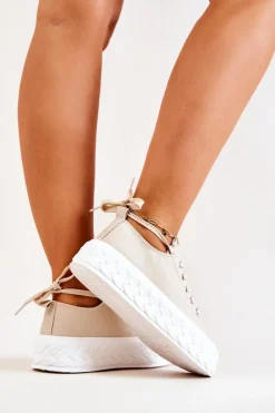 Online Tenisówki Na Masywnej Platformie Jasnobeżowe Suzane Damskie Trampki Damskie Niskie