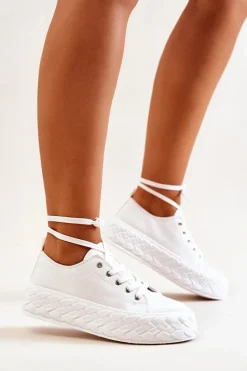 Online Boto Tenisówki Na Masywnej Platformie Białe Suzane