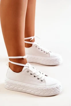 Online Boto Tenisówki Na Masywnej Platformie Białe Suzane