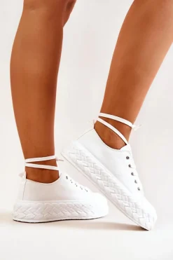Online Boto Tenisówki Na Masywnej Platformie Białe Suzane