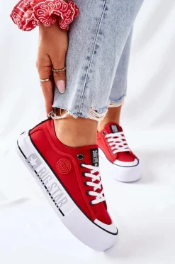 Trampki Damskie Big Star|Trampki Damskie Niskie>Big Star Shoes Tenisówki Na Platformie BIG STAR II274025 Czerwone