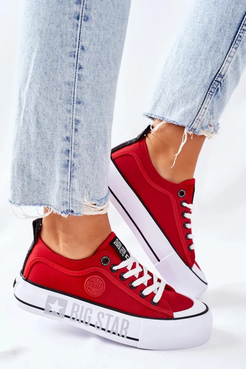 Trampki Damskie Big Star|Trampki Damskie Niskie>Big Star Shoes Tenisówki Na Platformie BIG STAR II274025 Czerwone