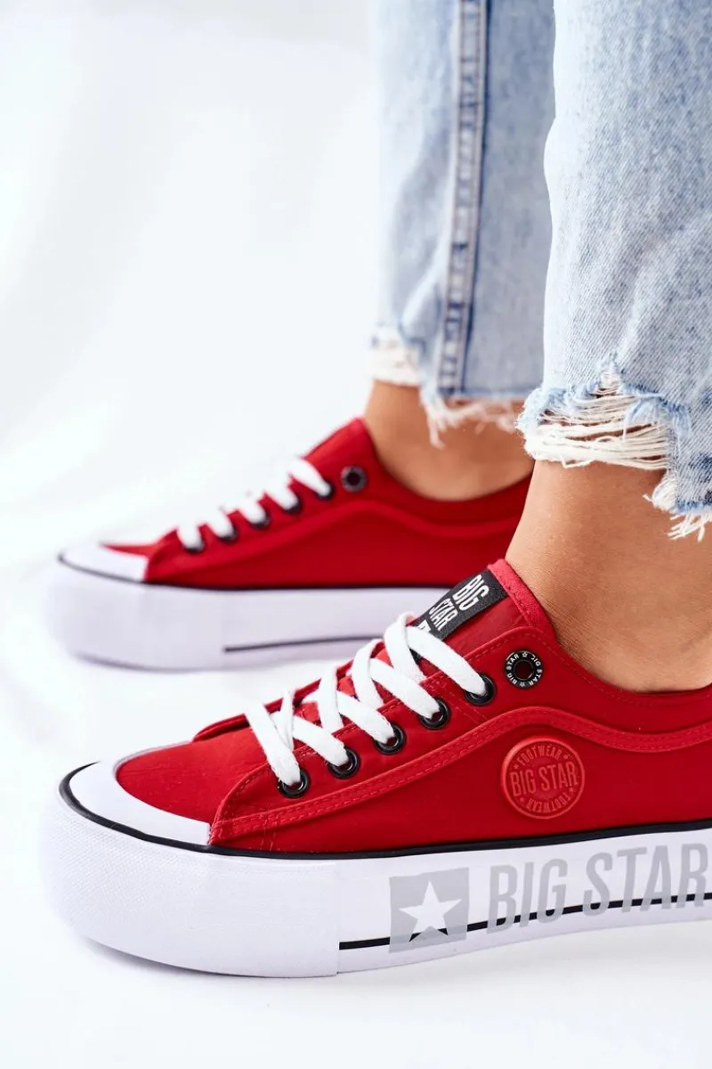 Trampki Damskie Big Star|Trampki Damskie Niskie>Big Star Shoes Tenisówki Na Platformie BIG STAR II274025 Czerwone