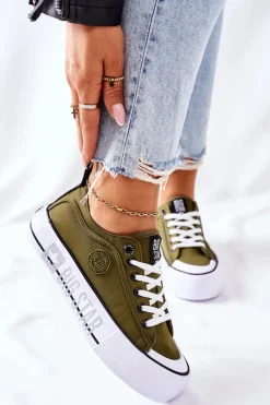 Outlet Big Star Shoes Tenisówki Na Platformie BIG STAR II274024 Khaki
