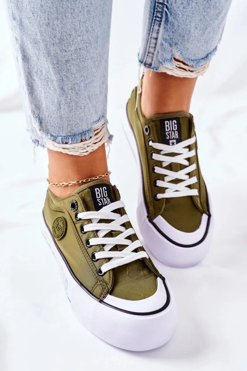 Outlet Big Star Shoes Tenisówki Na Platformie BIG STAR II274024 Khaki