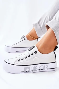 Clearance Tenisówki Na Platformie BIG STAR II274021 Białe Damskie Trampki Damskie Big Star|Trampki Damskie Niskie