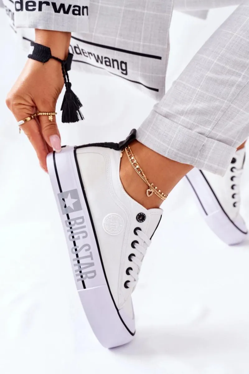 Clearance Tenisówki Na Platformie BIG STAR II274021 Białe Damskie Trampki Damskie Big Star|Trampki Damskie Niskie