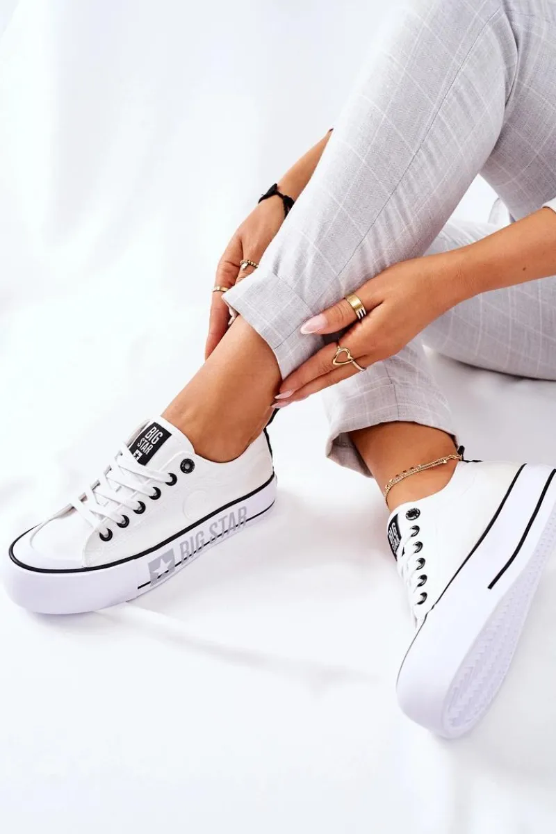 Clearance Tenisówki Na Platformie BIG STAR II274021 Białe Damskie Trampki Damskie Big Star|Trampki Damskie Niskie