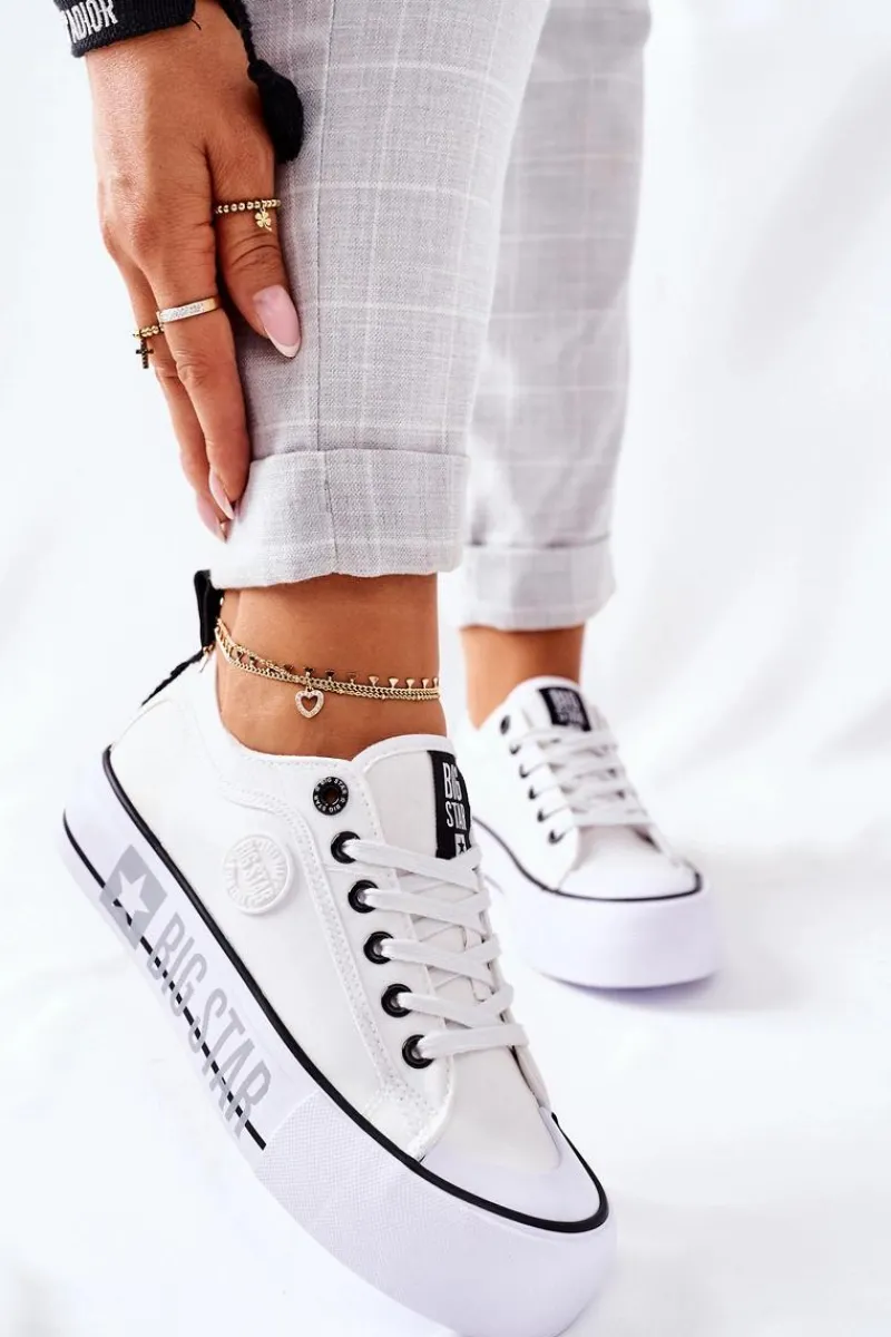 Clearance Tenisówki Na Platformie BIG STAR II274021 Białe Damskie Trampki Damskie Big Star|Trampki Damskie Niskie