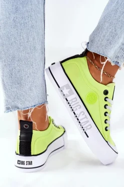 Sale Big Star Shoes Tenisówki Na Platformie BIG STAR II274022 Neonowe Żółte