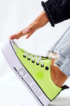 Sale Big Star Shoes Tenisówki Na Platformie BIG STAR II274022 Neonowe Żółte