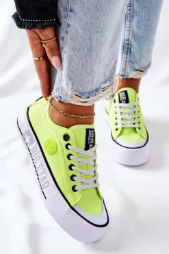 Sale Big Star Shoes Tenisówki Na Platformie BIG STAR II274022 Neonowe Żółte