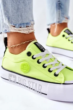 Sale Big Star Shoes Tenisówki Na Platformie BIG STAR II274022 Neonowe Żółte
