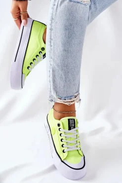 Sale Big Star Shoes Tenisówki Na Platformie BIG STAR II274022 Neonowe Żółte