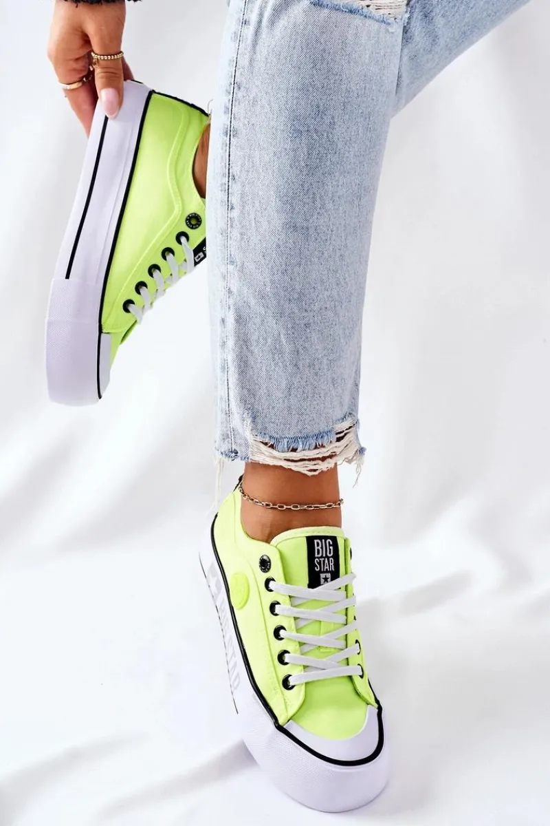 Sale Big Star Shoes Tenisówki Na Platformie BIG STAR II274022 Neonowe Żółte