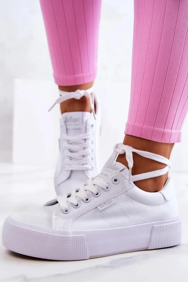 Tenisówki Na Platformie LCW-22-31-0884L Białe Damskie Trampki Damskie Niskie
