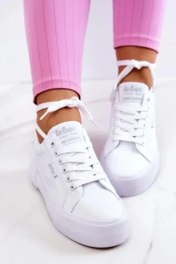 Tenisówki Na Platformie LCW-22-31-0884L Białe Damskie Trampki Damskie Niskie