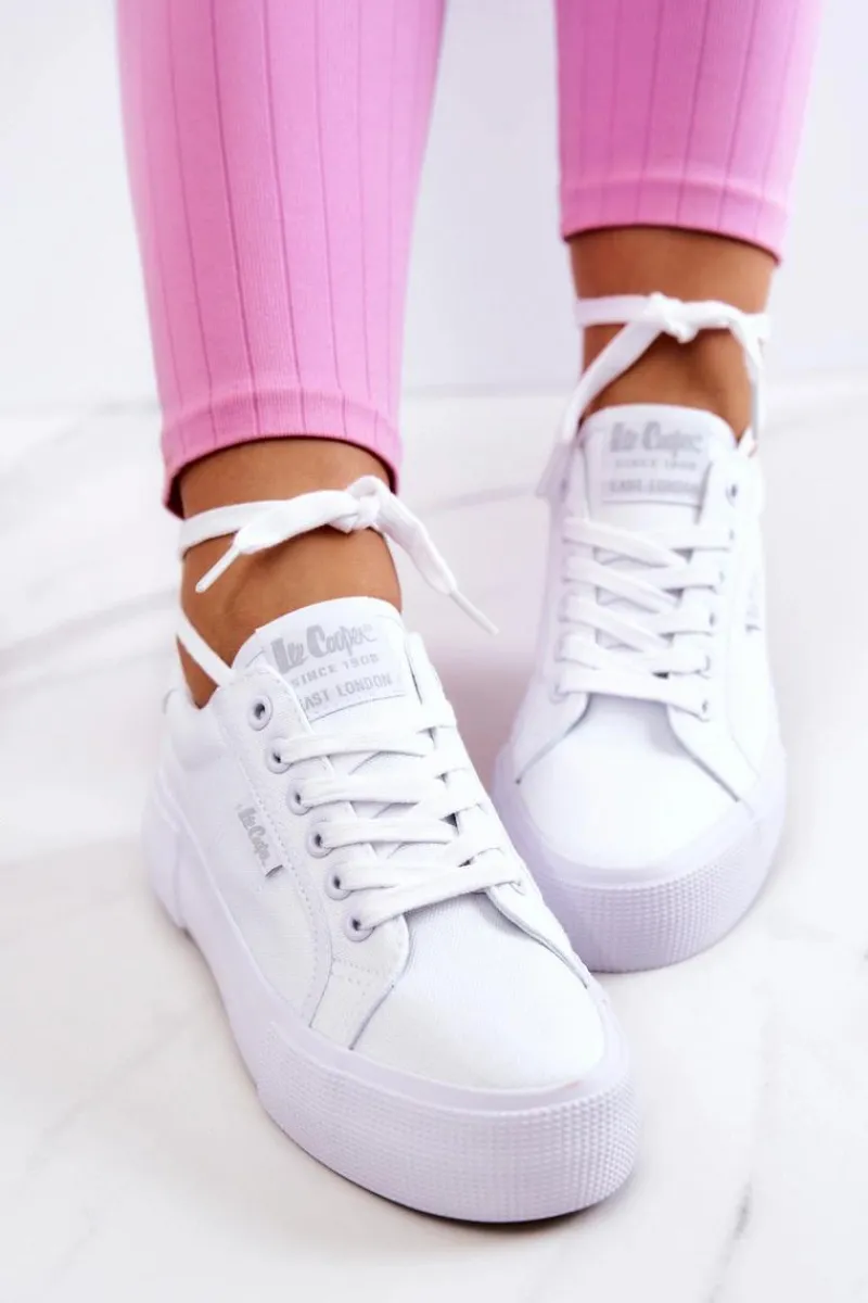 Tenisówki Na Platformie LCW-22-31-0884L Białe Damskie Trampki Damskie Niskie