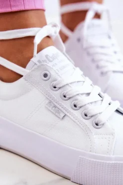 Tenisówki Na Platformie LCW-22-31-0884L Białe Damskie Trampki Damskie Niskie