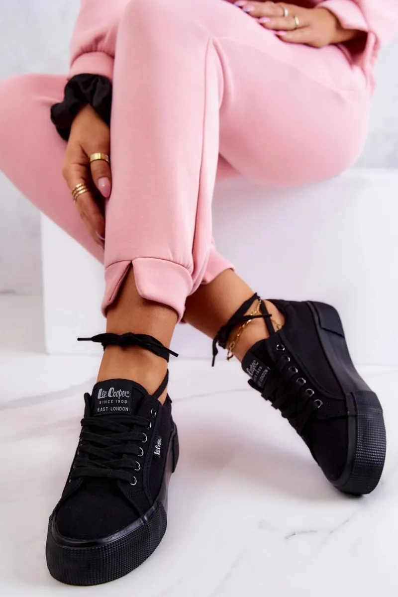 Online Lee Cooper Tenisówki Na Platformie LCW-22-31-0885L Czarne