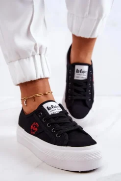 Best Tenisówki Na Platformie LCW-22-31-0835L Czarne Damskie Trampki Damskie Niskie