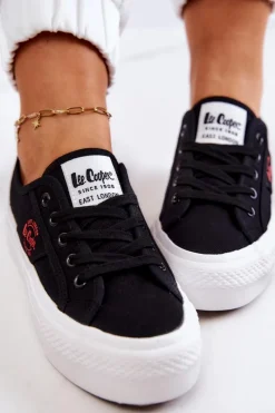 Best Tenisówki Na Platformie LCW-22-31-0835L Czarne Damskie Trampki Damskie Niskie