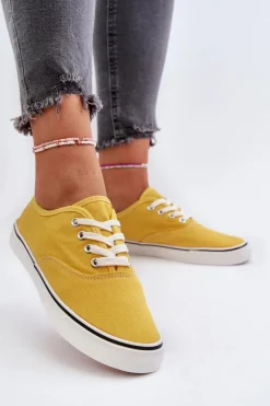 Discount Tenisówki Trampki Damskie Klasyczne Żółte Olvali Damskie Trampki Damskie Niskie